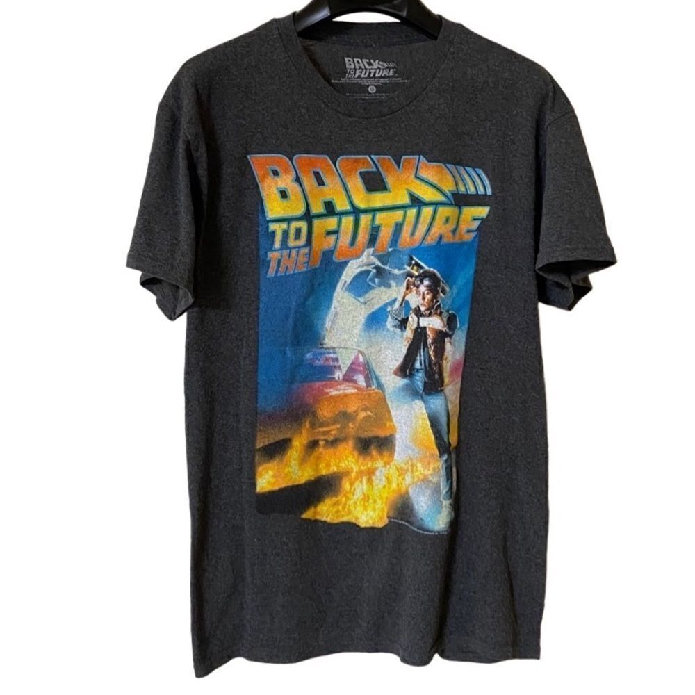 Back To The Future Men’s Unisex Gray Movie Poster Graphic Shirt Sz M